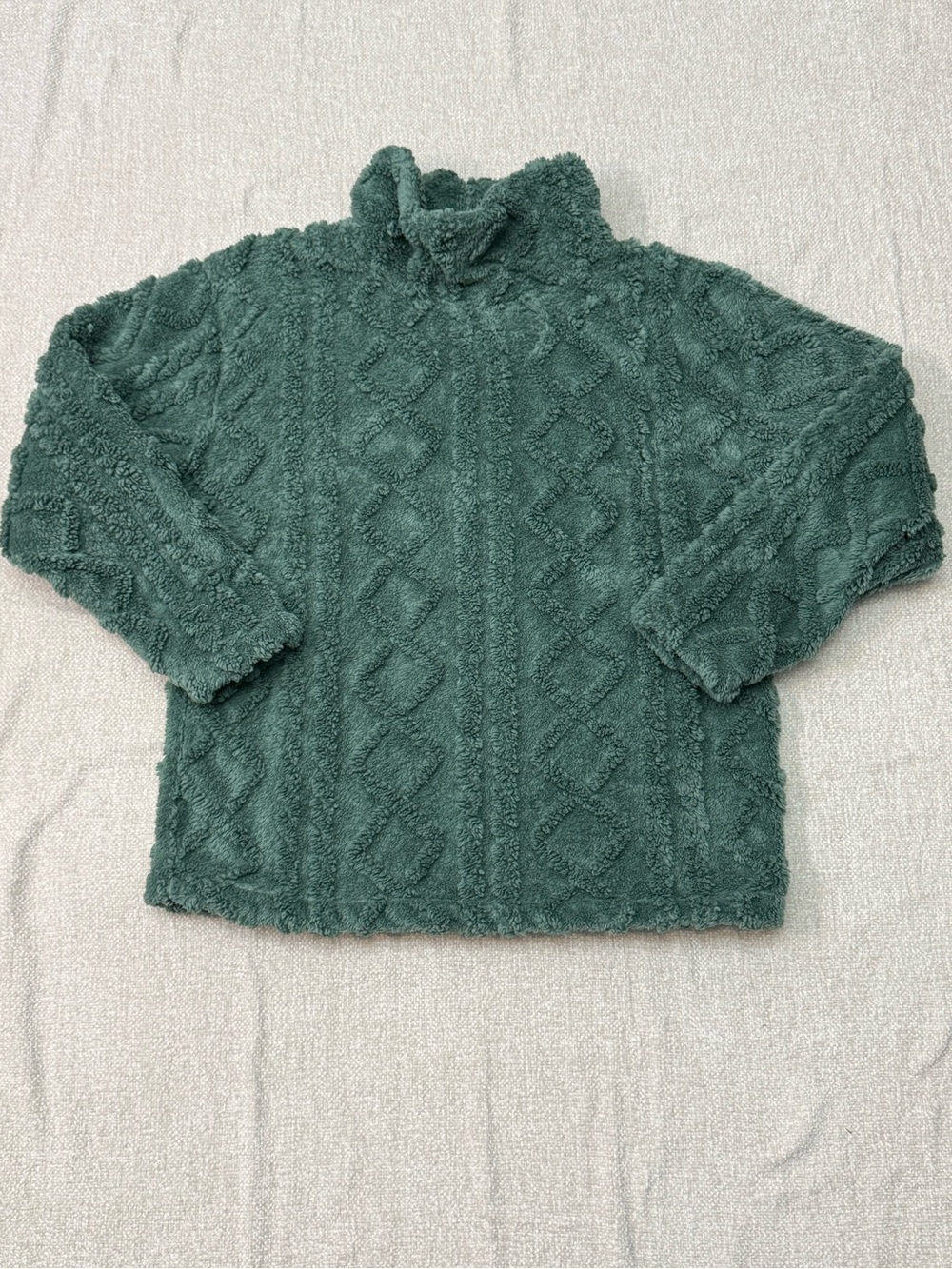 Eddie Bauer Plush Textured Mock Neck Sweater in Teal Green